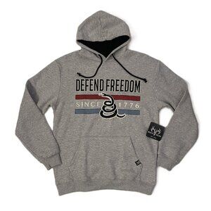 Buck Wear Hoodie Men's Large Gray Defend Freedom 1776 Patriotic USA Pocket NWT